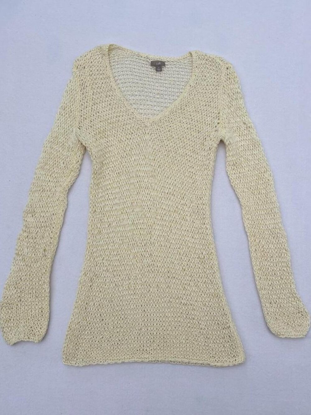 J. Jill Cream Open Loose Knit Long Sleeve Sweater Sz S Fall Autumn Boho Bohemian
